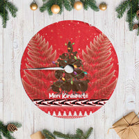 Kiwi New Zealand Christmas Tree Skirt Meri Kirihimete Silver Fern - Red Color LT14 Casual Red - Polynesian Pride
