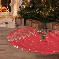 Kiwi New Zealand Christmas Tree Skirt Meri Kirihimete Silver Fern - Red Color LT14 - Polynesian Pride