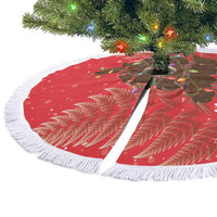 Kiwi New Zealand Christmas Tree Skirt Meri Kirihimete Silver Fern - Red Color LT14 - Polynesian Pride