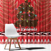 Kiwi New Zealand Christmas Window Curtain Meri Kirihimete Silver Fern - Red Color LT14 - Polynesian Pride