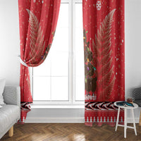 Kiwi New Zealand Christmas Window Curtain Meri Kirihimete Silver Fern - Red Color LT14 - Polynesian Pride