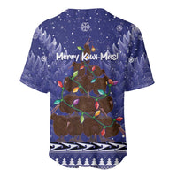 Kiwi New Zealand Christmas Baseball Jersey Meri Kirihimete Silver Fern - Blue Color LT14 - Polynesian Pride