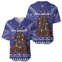Kiwi New Zealand Christmas Baseball Jersey Meri Kirihimete Silver Fern - Blue Color LT14 - Polynesian Pride