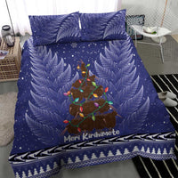 Kiwi New Zealand Christmas Bedding Set Meri Kirihimete Silver Fern - Blue Color LT14 - Polynesian Pride