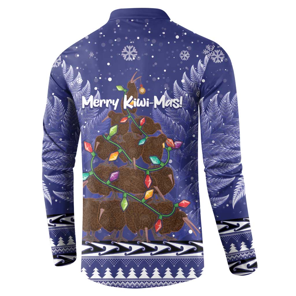 Kiwi New Zealand Christmas Button Sweatshirt Meri Kirihimete Silver Fern - Blue Color LT14 - Polynesian Pride