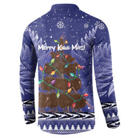 Kiwi New Zealand Christmas Button Sweatshirt Meri Kirihimete Silver Fern - Blue Color LT14 - Polynesian Pride