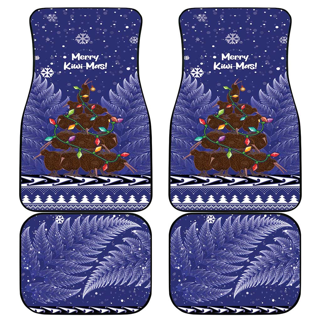 Kiwi New Zealand Christmas Car Mats Meri Kirihimete Silver Fern - Blue Color LT14 - Polynesian Pride
