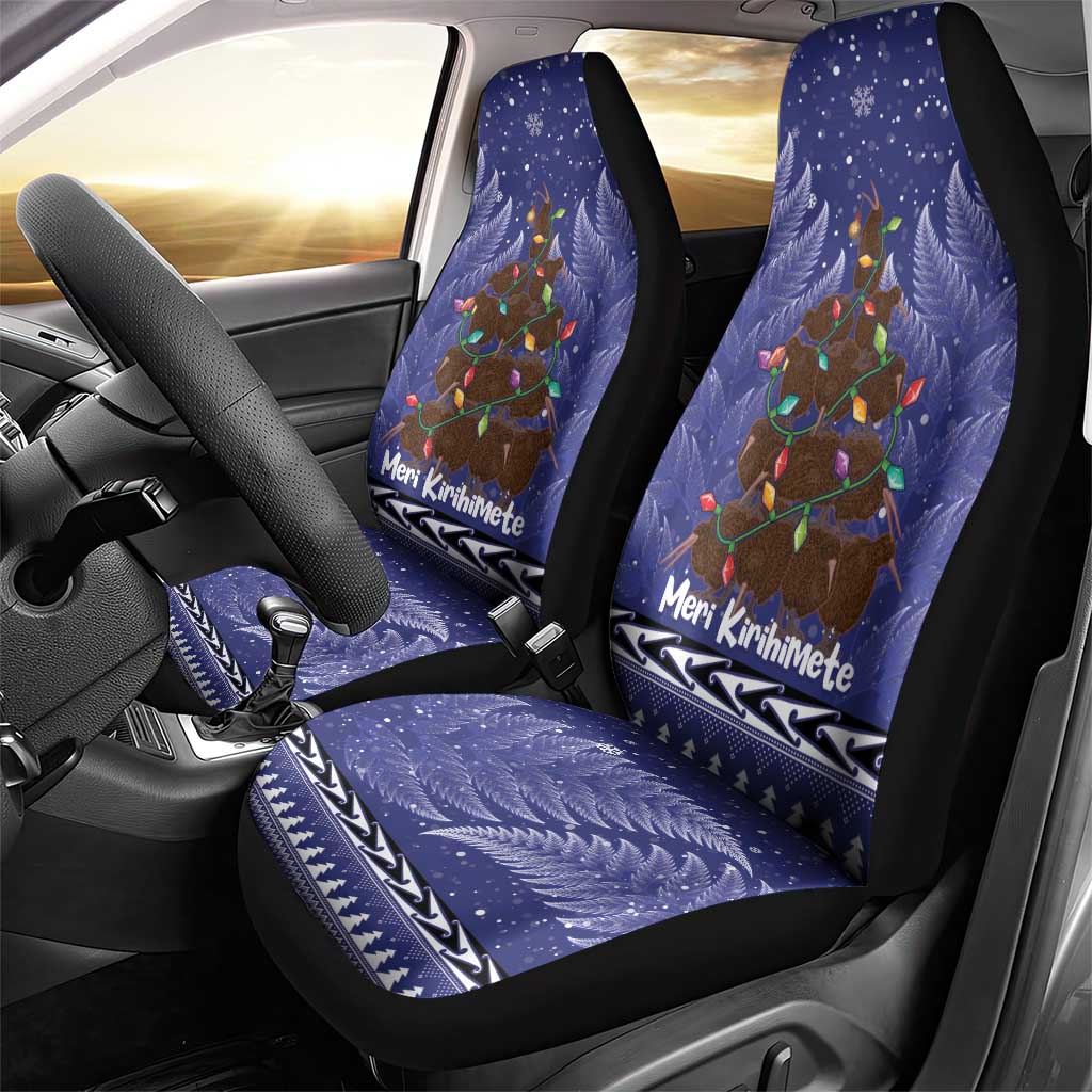 Kiwi New Zealand Christmas Car Seat Cover Meri Kirihimete Silver Fern - Blue Color LT14 - Polynesian Pride