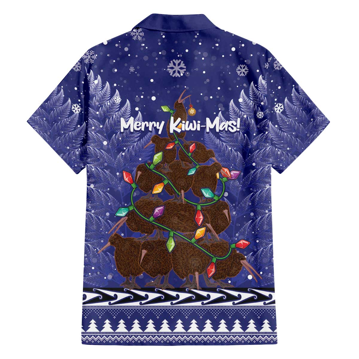 Kiwi New Zealand Christmas Family Matching Off The Shoulder Long Sleeve Dress and Hawaiian Shirt Meri Kirihimete Silver Fern - Blue Color LT14 - Polynesian Pride