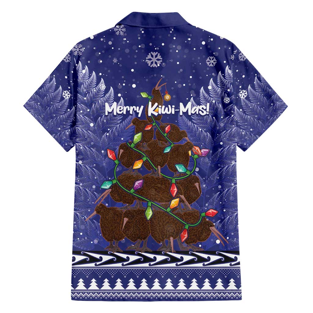 Kiwi New Zealand Christmas Family Matching Off Shoulder Short Dress and Hawaiian Shirt Meri Kirihimete Silver Fern - Blue Color LT14 - Polynesian Pride