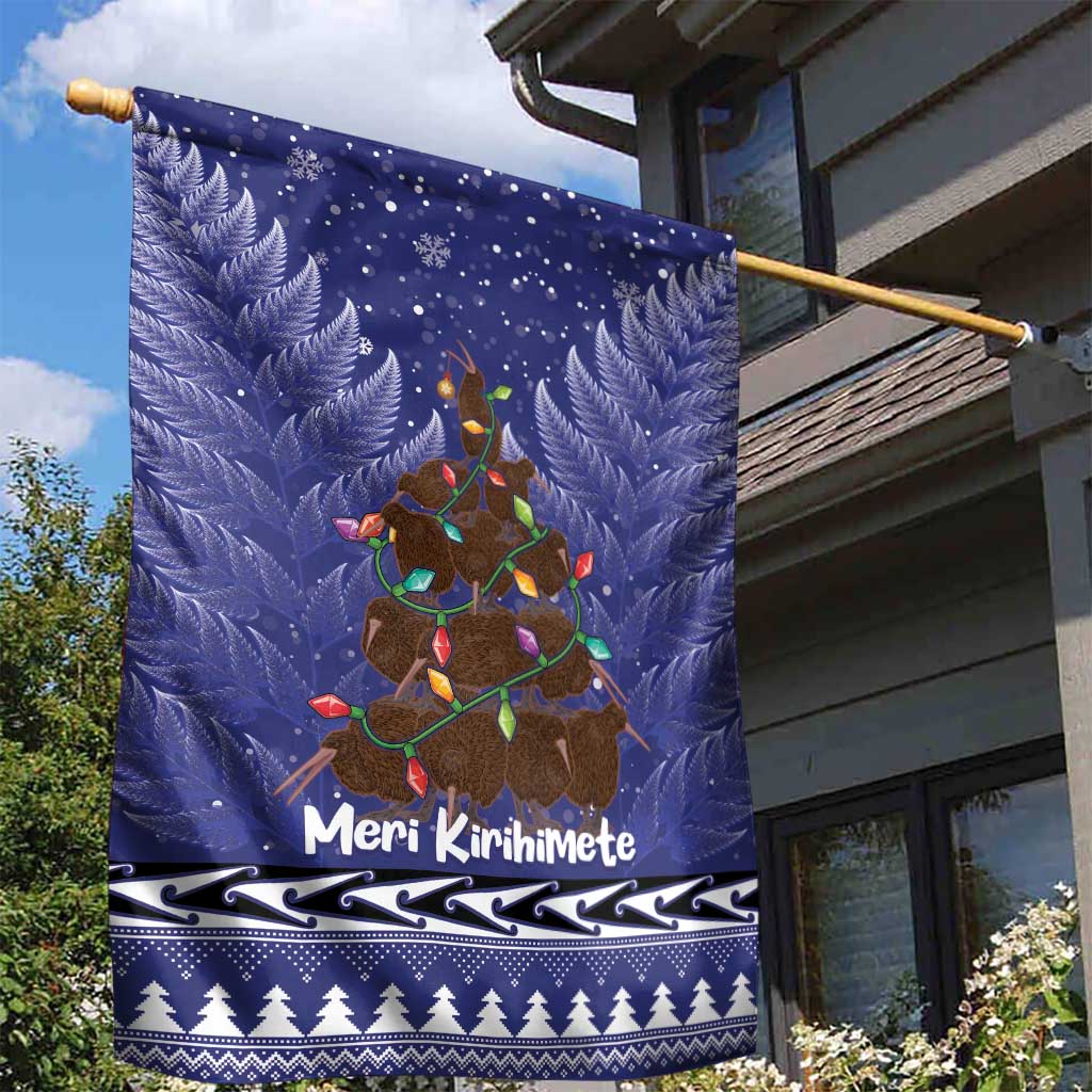 Kiwi New Zealand Christmas Garden Flag Meri Kirihimete Silver Fern - Blue Color LT14 - Polynesian Pride