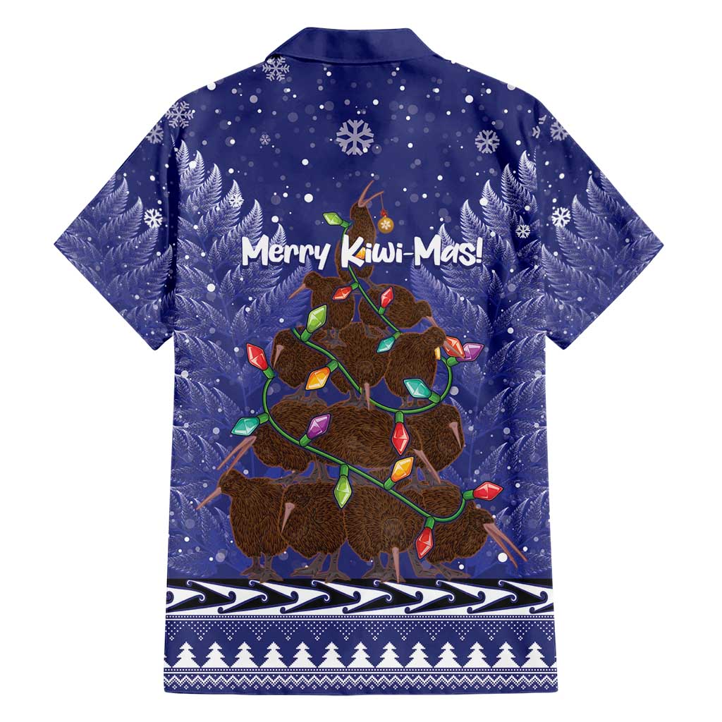 Kiwi New Zealand Christmas Hawaiian Shirt Meri Kirihimete Silver Fern - Blue Color LT14 - Polynesian Pride