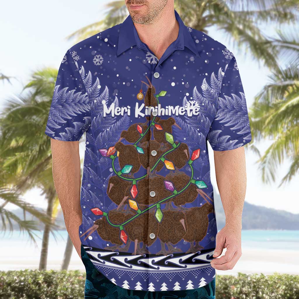Kiwi New Zealand Christmas Hawaiian Shirt Meri Kirihimete Silver Fern - Blue Color LT14 - Polynesian Pride