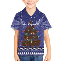 Kiwi New Zealand Christmas Hawaiian Shirt Meri Kirihimete Silver Fern - Blue Color LT14 - Polynesian Pride