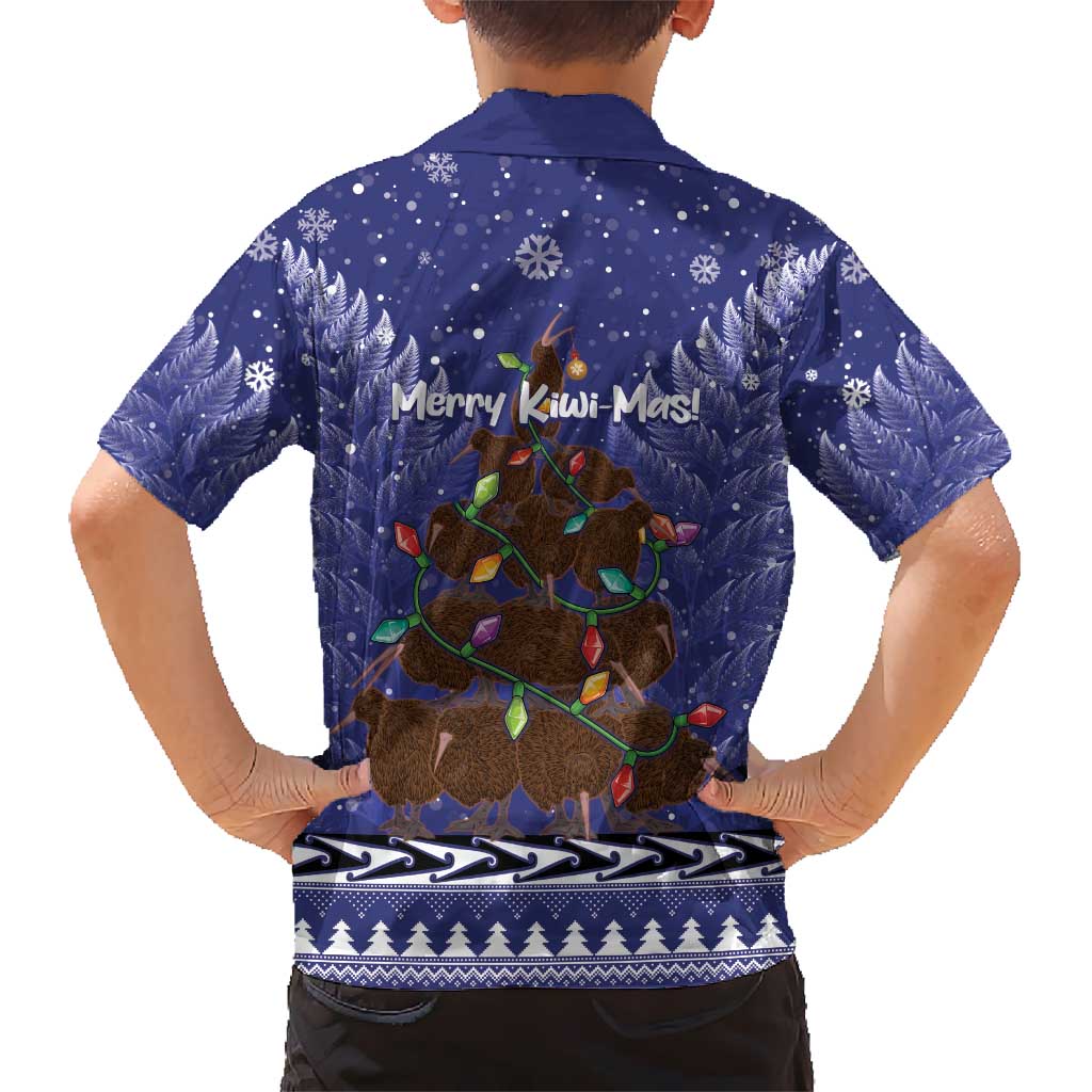 Kiwi New Zealand Christmas Hawaiian Shirt Meri Kirihimete Silver Fern - Blue Color LT14 - Polynesian Pride