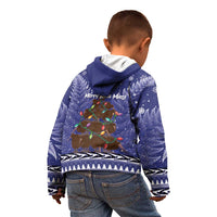 Kiwi New Zealand Christmas Kid Hoodie Meri Kirihimete Silver Fern - Blue Color LT14 - Polynesian Pride