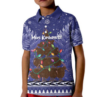 Kiwi New Zealand Christmas Kid Polo Shirt Meri Kirihimete Silver Fern - Blue Color LT14 Kid Blue - Polynesian Pride