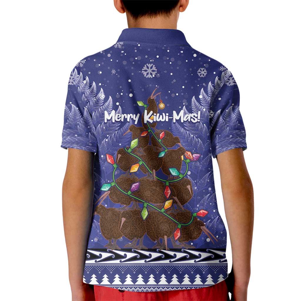 Kiwi New Zealand Christmas Kid Polo Shirt Meri Kirihimete Silver Fern - Blue Color LT14 - Polynesian Pride