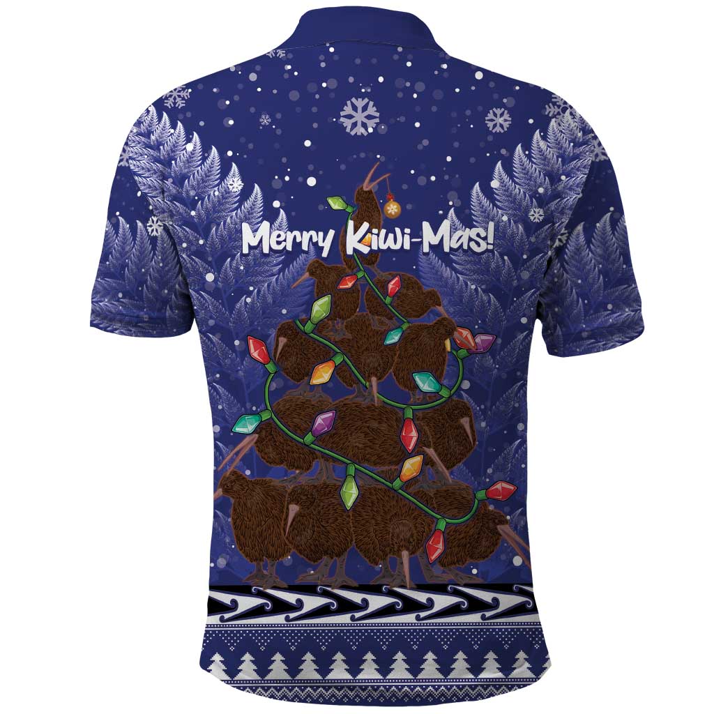 Kiwi New Zealand Christmas Polo Shirt Meri Kirihimete Silver Fern - Blue Color LT14 - Polynesian Pride