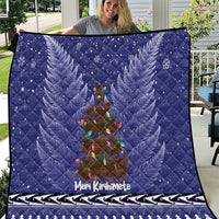 Kiwi New Zealand Christmas Quilt Meri Kirihimete Silver Fern - Blue Color LT14 Blue - Polynesian Pride