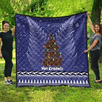 Kiwi New Zealand Christmas Quilt Meri Kirihimete Silver Fern - Blue Color LT14 - Polynesian Pride