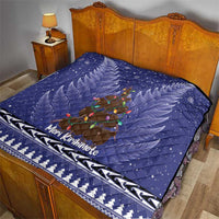 Kiwi New Zealand Christmas Quilt Meri Kirihimete Silver Fern - Blue Color LT14 - Polynesian Pride