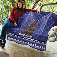 Kiwi New Zealand Christmas Quilt Meri Kirihimete Silver Fern - Blue Color LT14 - Polynesian Pride