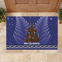 Kiwi New Zealand Christmas Rubber Doormat Meri Kirihimete Silver Fern - Blue Color LT14 Blue - Polynesian Pride