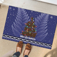 Kiwi New Zealand Christmas Rubber Doormat Meri Kirihimete Silver Fern - Blue Color LT14 - Polynesian Pride