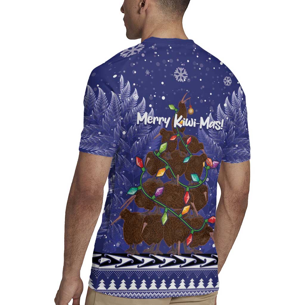 Kiwi New Zealand Christmas Rugby Jersey Meri Kirihimete Silver Fern - Blue Color LT14 - Polynesian Pride