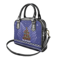 Kiwi New Zealand Christmas Shoulder Handbag Meri Kirihimete Silver Fern - Blue Color LT14 - Polynesian Pride