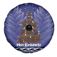 Kiwi New Zealand Christmas Spare Tire Cover Meri Kirihimete Silver Fern - Blue Color LT14 - Polynesian Pride