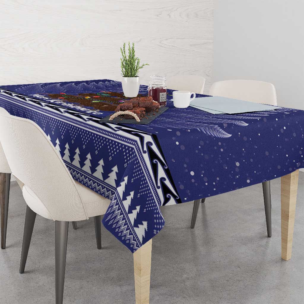 Kiwi New Zealand Christmas Tablecloth Meri Kirihimete Silver Fern - Blue Color LT14 - Polynesian Pride
