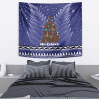 Kiwi New Zealand Christmas Tapestry Meri Kirihimete Silver Fern - Blue Color LT14 - Polynesian Pride
