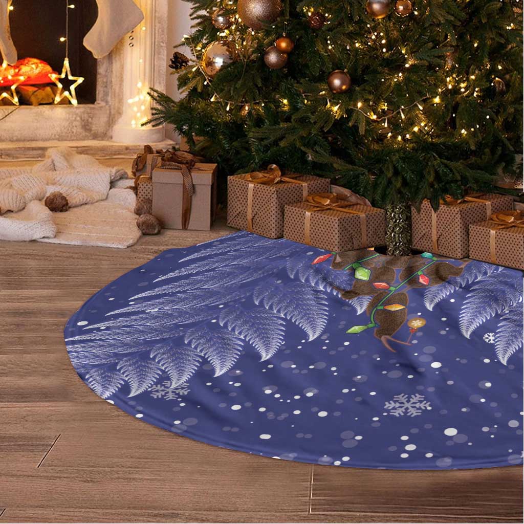 Kiwi New Zealand Christmas Tree Skirt Meri Kirihimete Silver Fern - Blue Color LT14 - Polynesian Pride