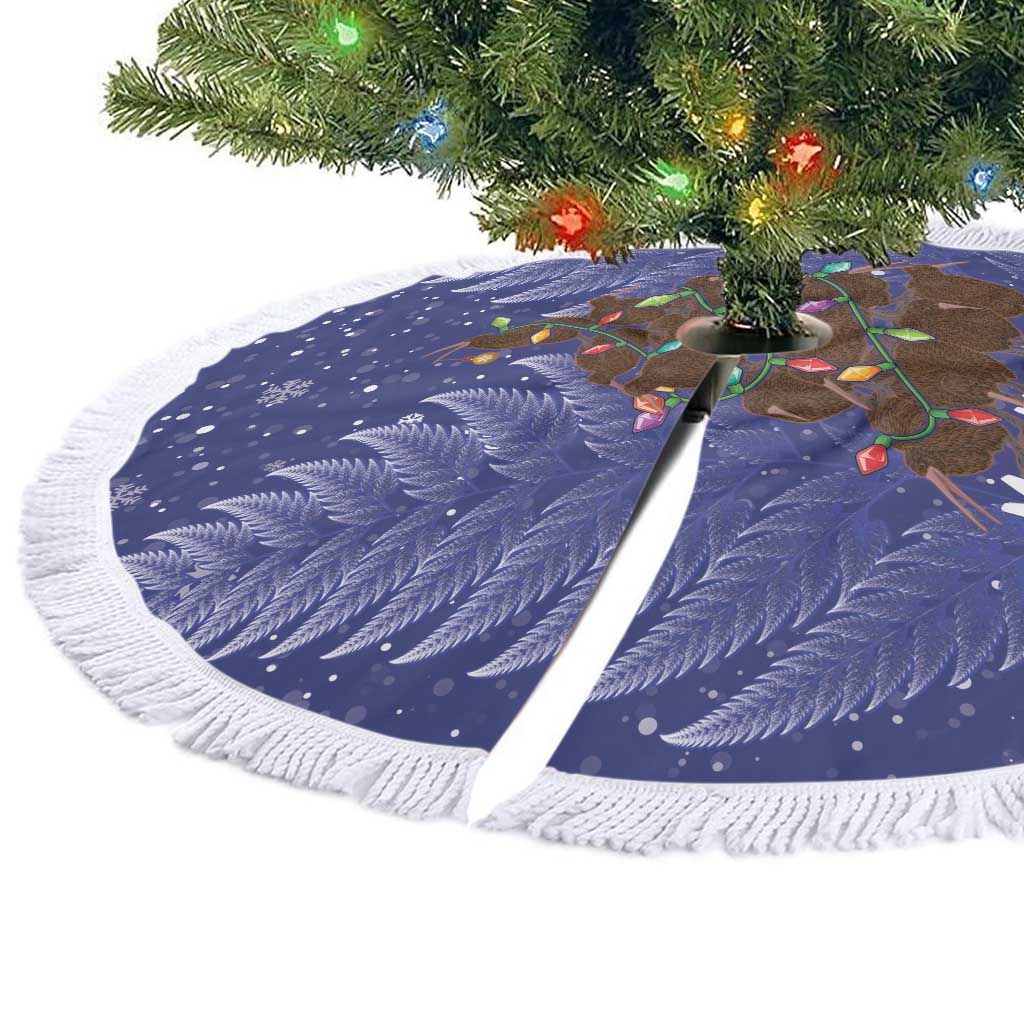 Kiwi New Zealand Christmas Tree Skirt Meri Kirihimete Silver Fern - Blue Color LT14 - Polynesian Pride