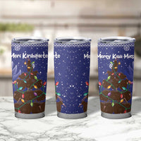Kiwi New Zealand Christmas Tumbler Cup Meri Kirihimete Silver Fern - Blue Color LT14 - Polynesian Pride