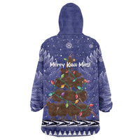 Kiwi New Zealand Christmas Wearable Blanket Hoodie Meri Kirihimete Silver Fern - Blue Color LT14 - Polynesian Pride