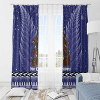 Kiwi New Zealand Christmas Window Curtain Meri Kirihimete Silver Fern - Blue Color LT14 - Polynesian Pride