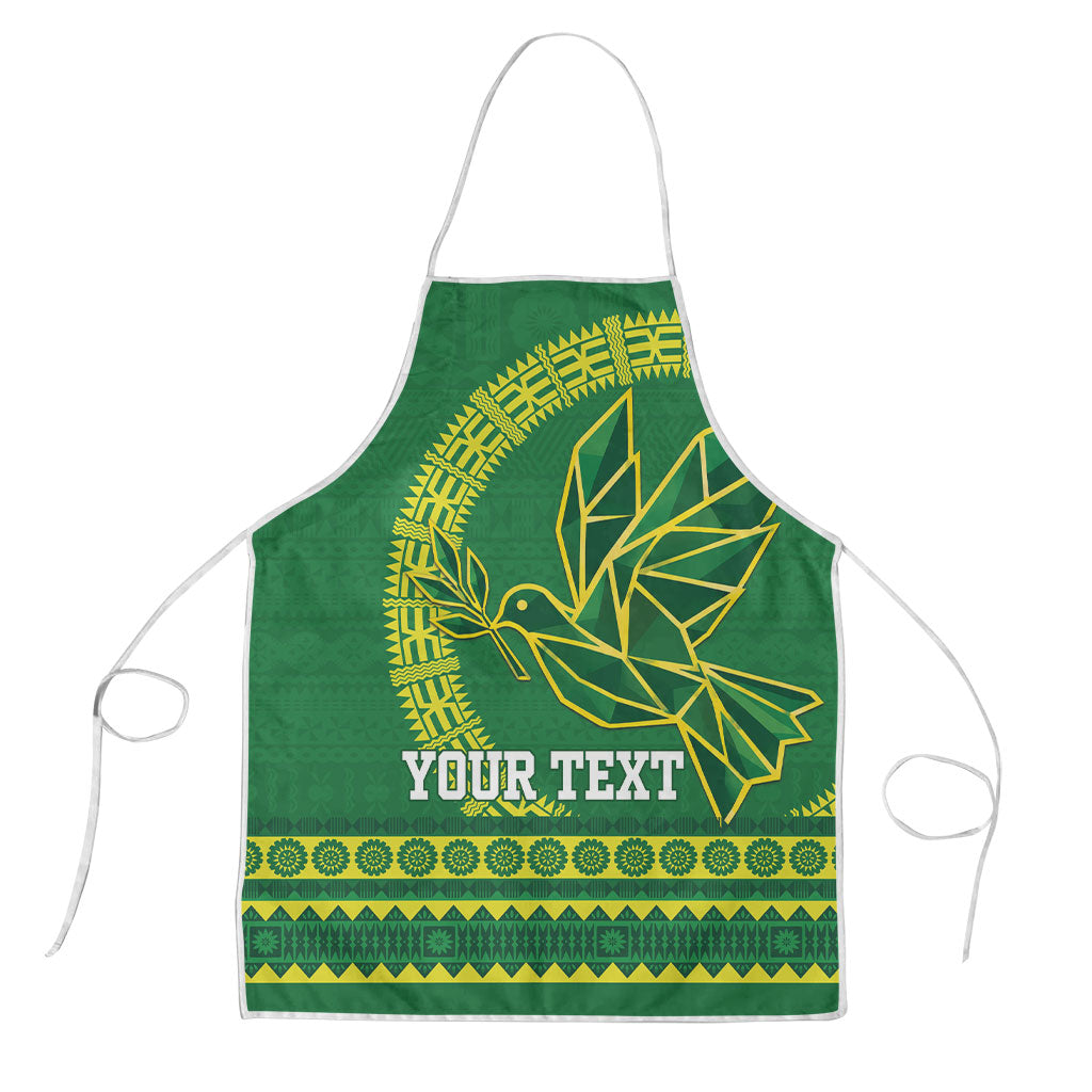 Fiji Tailevu Rugby Personalised Apron Go Dove Nation Fijian Tapa LT14 Green - Polynesian Pride