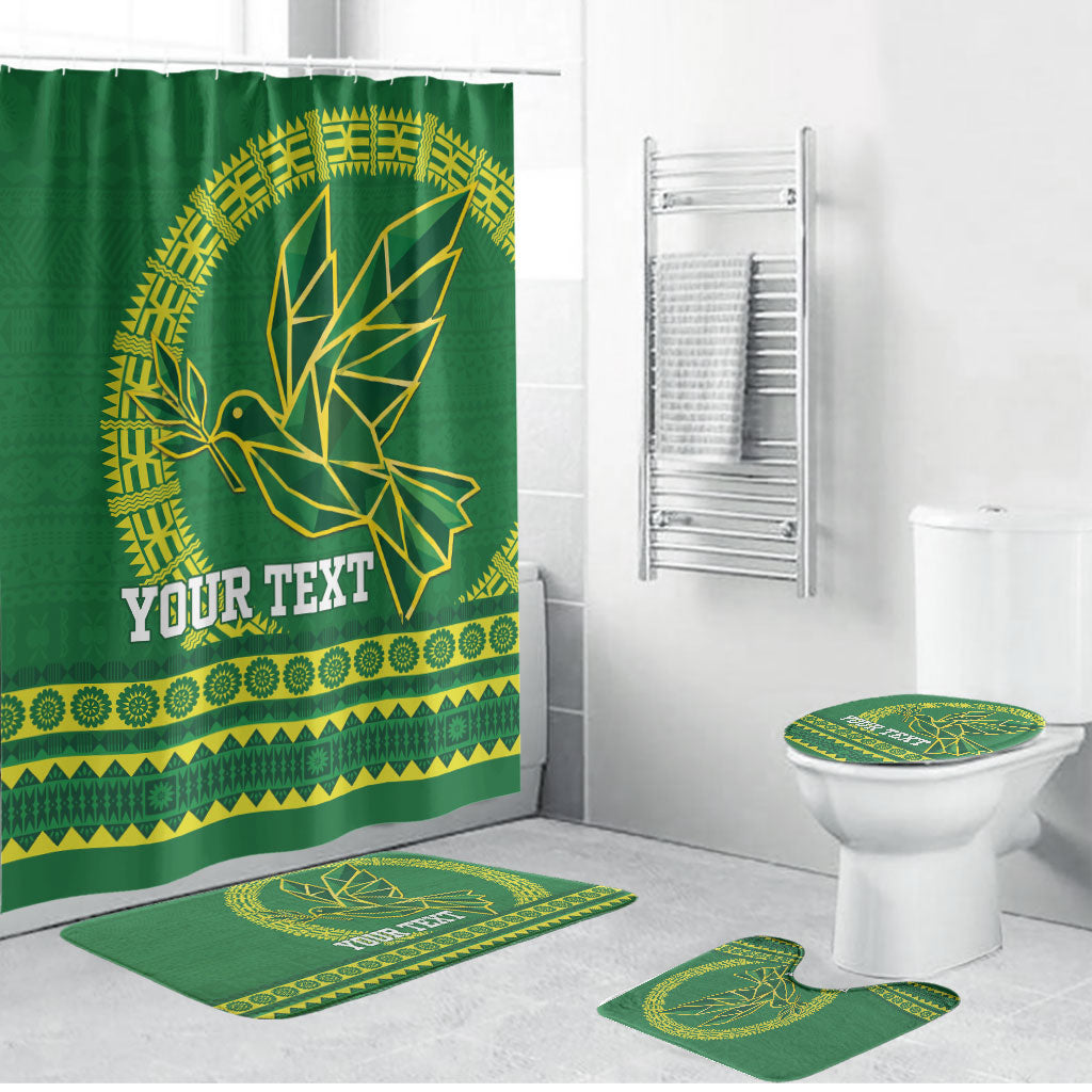 Fiji Tailevu Rugby Personalised Bathroom Set Go Dove Nation Fijian Tapa LT14 Bathroom Set (4 pcs) Green - Polynesian Pride