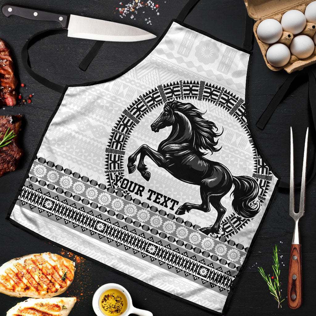 Fiji Nadroga Rugby Personalised Apron Go Stallions Fijian Tapa LT14 White - Polynesian Pride