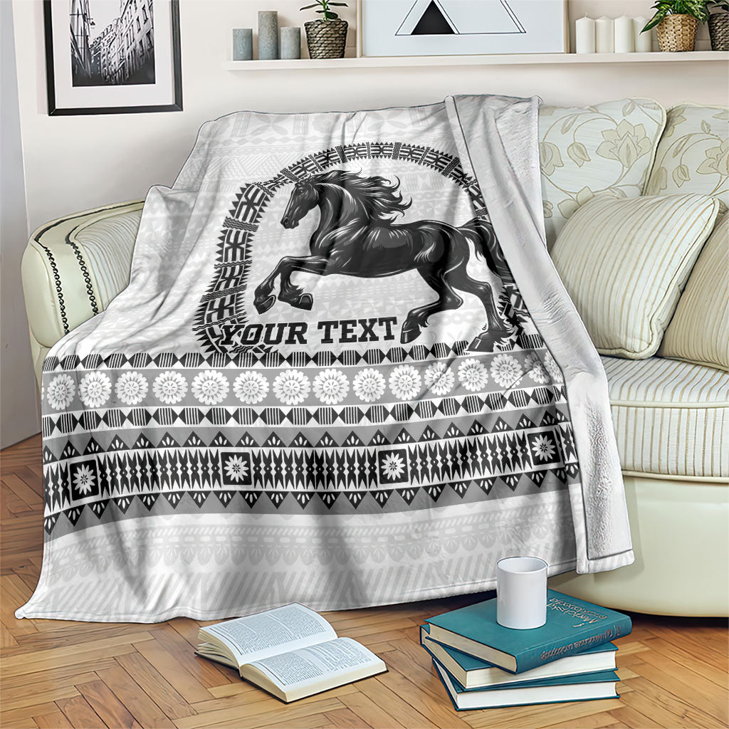 Fiji Nadroga Rugby Personalised Blanket Go Stallions Fijian Tapa LT14 White - Polynesian Pride