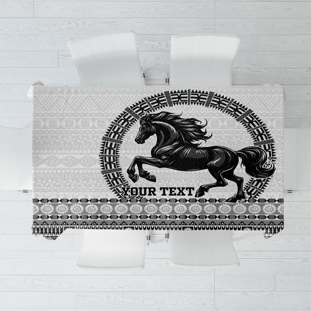 Fiji Nadroga Rugby Personalised Tablecloth Go Stallions Fijian Tapa LT14 White - Polynesian Pride