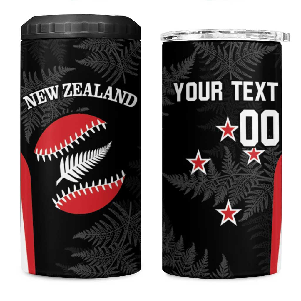 Personalised New Zealand Silver Fern Softball 4 in 1 Can Cooler Tumbler Go Aotearoa LT14 One Size: 16 oz Black - Polynesian Pride