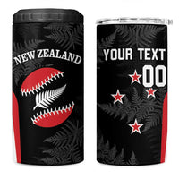 Personalised New Zealand Silver Fern Softball 4 in 1 Can Cooler Tumbler Go Aotearoa LT14 One Size: 16 oz Black - Polynesian Pride