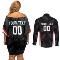 Custom New Zealand Silver Fern Softball Couples Matching Off Shoulder Short Dress and Long Sleeve Button Shirt Go Aotearoa LT14 - Polynesian Pride