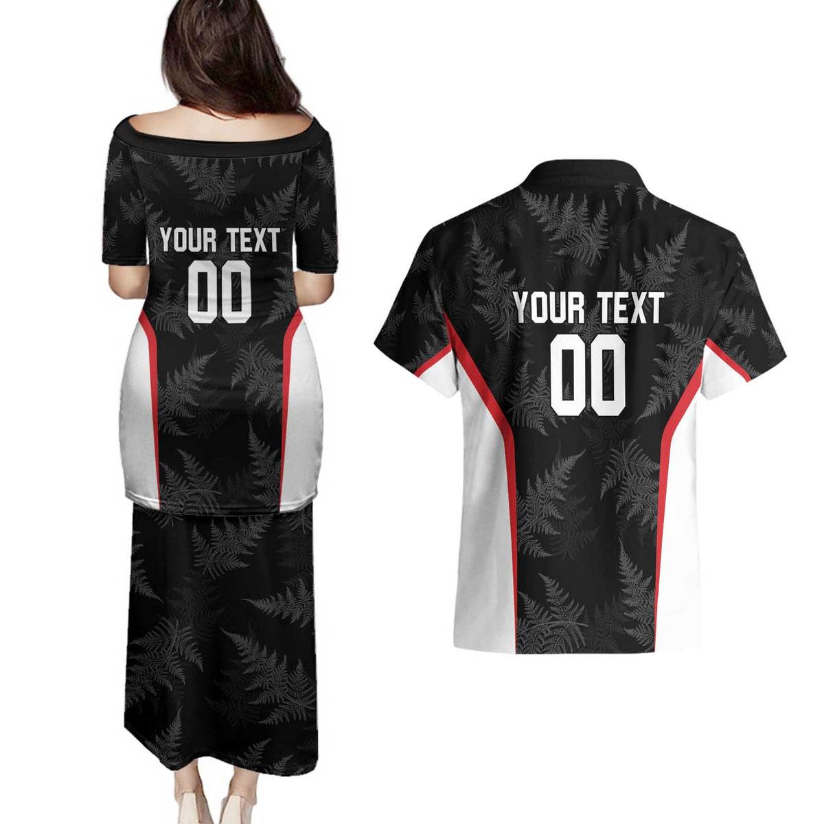Custom New Zealand Silver Fern Softball Couples Matching Puletasi and Hawaiian Shirt Go Aotearoa LT14 - Polynesian Pride