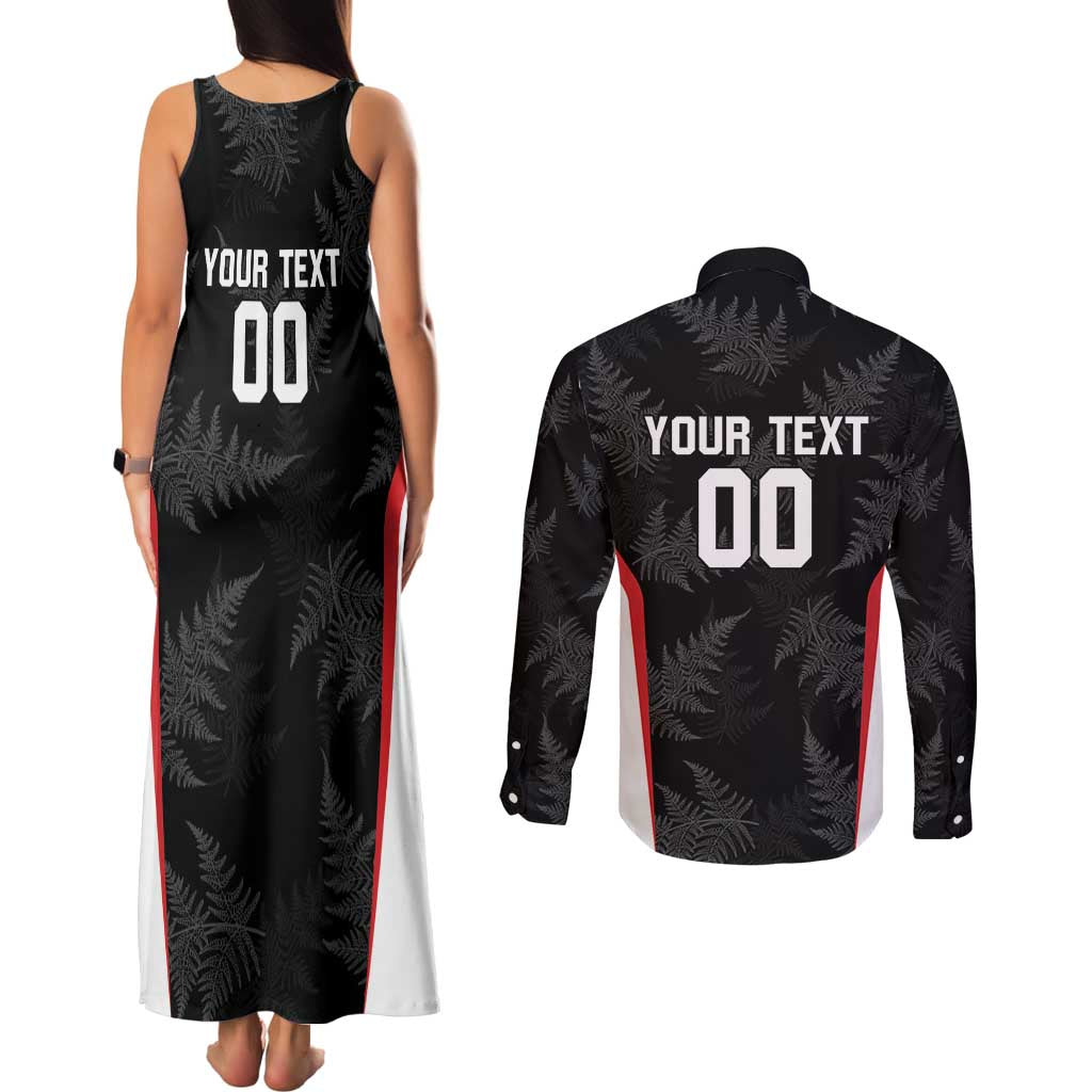 Custom New Zealand Silver Fern Softball Couples Matching Tank Maxi Dress and Long Sleeve Button Shirt Go Aotearoa LT14 - Polynesian Pride