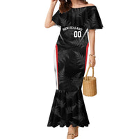 Custom New Zealand Silver Fern Softball Family Matching Mermaid Dress and Hawaiian Shirt Go Aotearoa LT14 Mom's Dress Black - Polynesian Pride